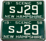 1958 New Hampshire car license plates in very good plus condition