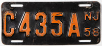 An antique 1958 New Jersey motorcycle license plate in very good condition