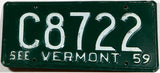 A Classic 1959 Vermont car license plate in very good plus condition
