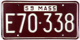 An antique 1959 Massachusetts passenger car license plate