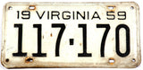 1959 Virginia License Plates