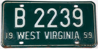 1959 West Virginia Truck license plate in very good condition