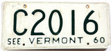 A 1960 Vermont car license plate in very good condition