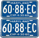 1960 Maryland Truck License Plates in very good plus condition