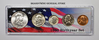 A 1960 Birth Year coin set which includes the silver Franklin Half Dollar, Washington Quarter, Roosevelt Dime, Jefferson Nickel and Lincoln Cent for sale by Brandywine General Store