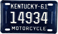 1961 Kentucky Motorcycle License Plate