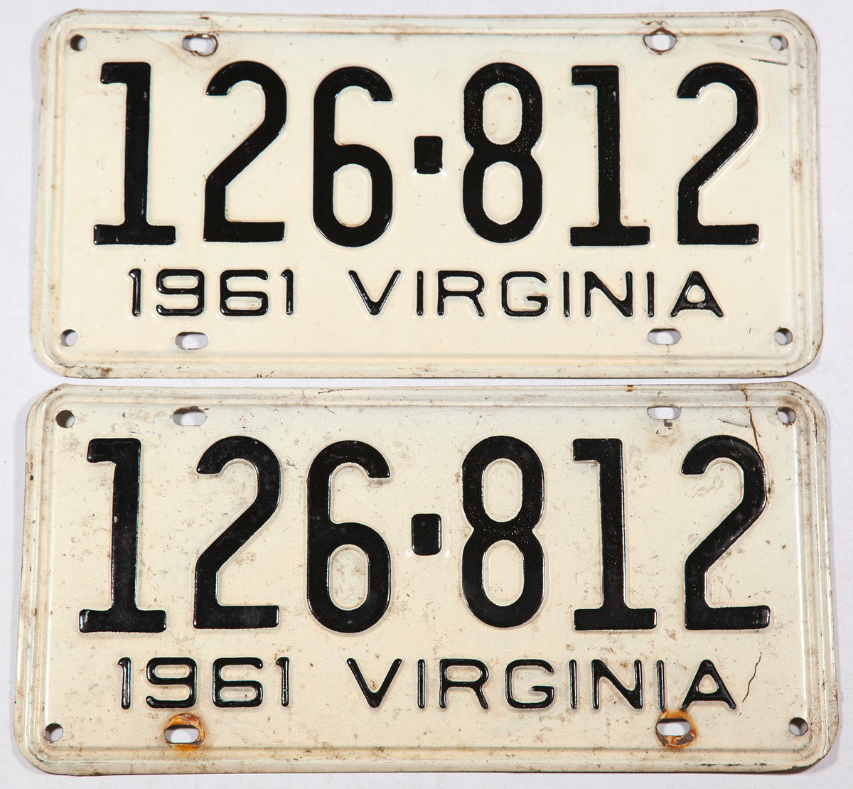 1961 Virginia license plates in very good minus condition