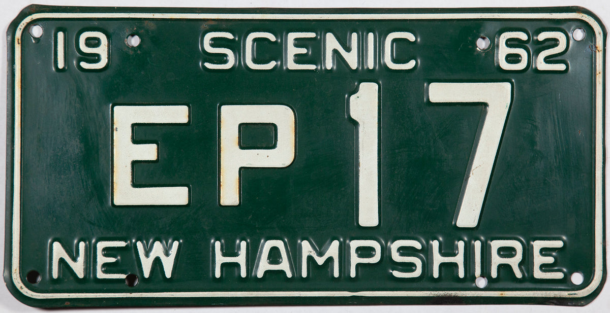 1962 New Hampshire license plate in very good condition