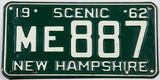 1962 New Hampshire license plate in very good plus condition