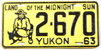A 1963 Yukon passenger car license plate in very good plus condition