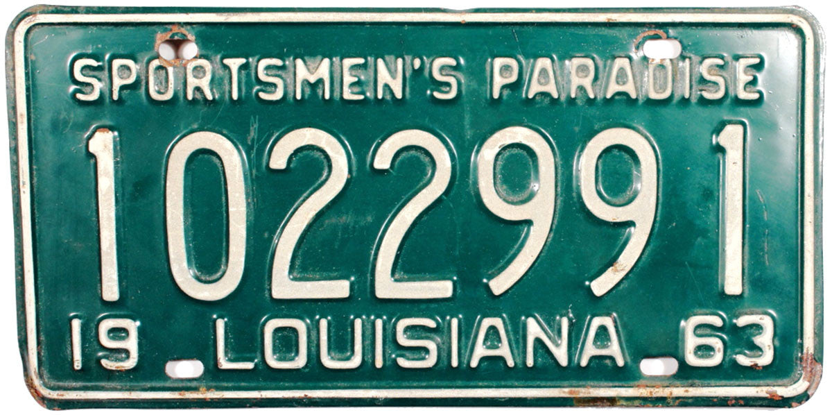 1963 Louisiana License Plate without the pelican
