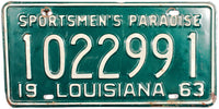 1963 Louisiana License Plate without the pelican