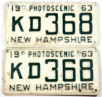 1963 New Hampshire car license plates in very good minus condition