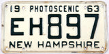 1963 New Hampshire single car license plate in very good condition