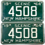 1964 New Hampshire car license plates in very good minus condition