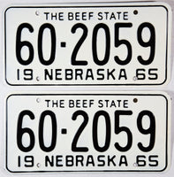 A pair of 1965 Nebraska car license plates