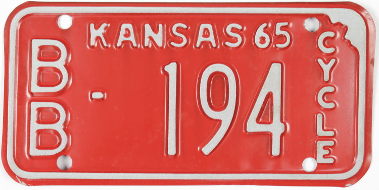 1965 Kansas Motorcycle License Plate