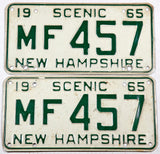 1965 New Hampshire car license plates in very good condition