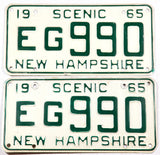 1965 New Hampshire car license plates in very good condition