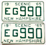 1965 New Hampshire car license plates in very good condition