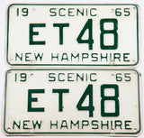 1965 New Hampshire car license plates in very good condition