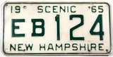 1965 New Hampshire single license plate in very good condition