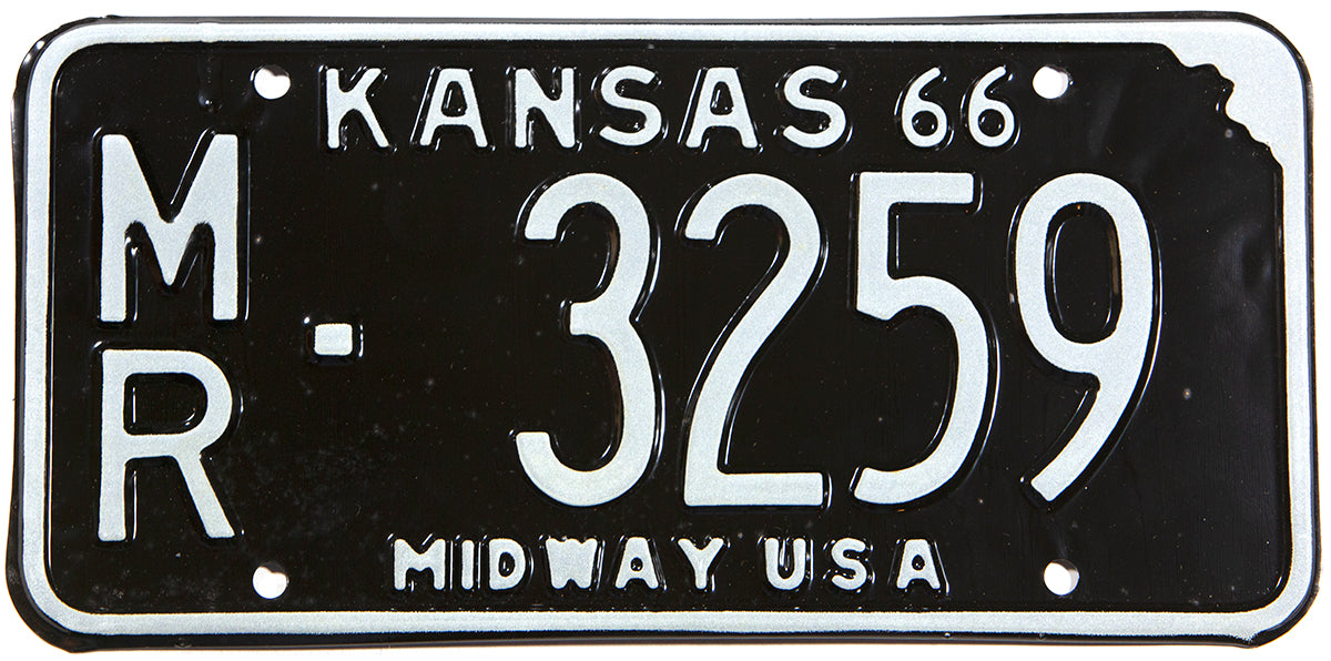 1966 Kansas License Plate in excellent condition
