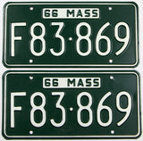 A classic pair of 1966 Massachusetts car license plates in very good plus condition