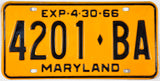 1966 Maryland truck License Plate