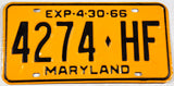 1966 Maryland truck License Plate in excellent minus condition