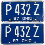 A pair of 1967 Ohio car license plates in very good condition