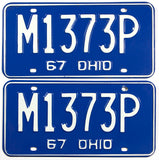 A pair of classic 1967 Ohio passenger car license plates for sale by Brandywine General Store in excellent minus condition