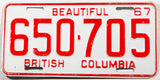 A classic 1967 British Columbia car license plate in excellent minus condition