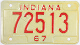 1967 Indiana Motorcycle License Plate which grades excellent minus