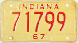 1967 Indiana Motorcycle License Plate which grades very good plus