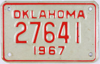 1967 Oklahoma Motorcycle License Plate