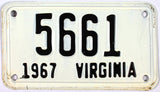 1967 Virginia Motorcycle License Plate Excellent Minus condition