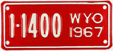 1967 Wyoming Motorcycle License Plate NOS Excellent plus condition