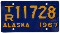 1967 Alaska Trailer License Plate in excellent minus condition