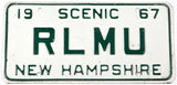A vintage 1967 New Hampshire personalized with RL MU car License Plate in very good plus condition