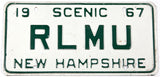 A vintage 1967 New Hampshire personalized with RL MU car License Plate in very good plus condition