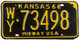 1968 Kansas car license plate in very good plus condition