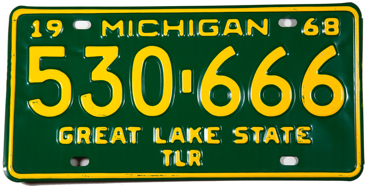 A 1968 Michigan Trailer License Plate in NOS Excellent or better condition