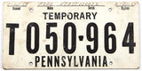 A 1969 Pennsylvania temporary license plate for a Ford Mustang