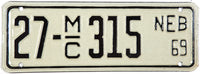 1969 Nebraska Motorcycle License Plate from Wayne County