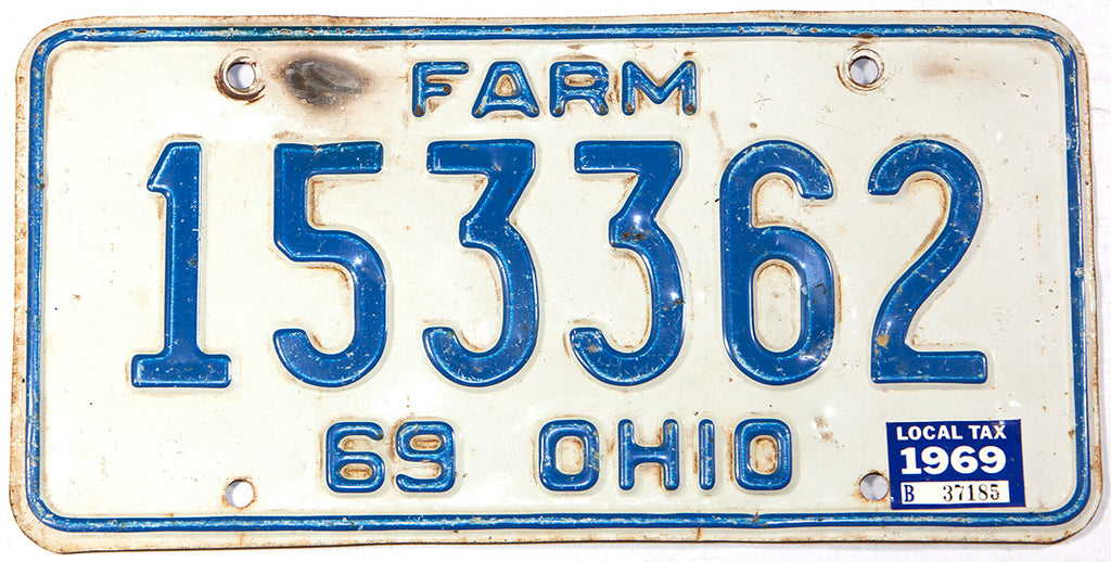 1969 Ohio Farm License Plate Brandywine General Store