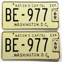 A pair of classic 1969 District of Columbia Bus license plates for sale by Brandywine General Store in excellent plus condition
