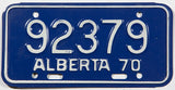 A vintage 1970 Alberta motorcycle license plate in New Old Stock excellent condition