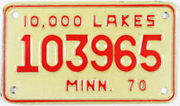 1970 Minnesota Motorcycle License Plate