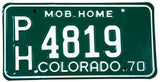 An unused 1970 Colorado Mobile Home License Plate grading excellent for sale by Brandywine General Store